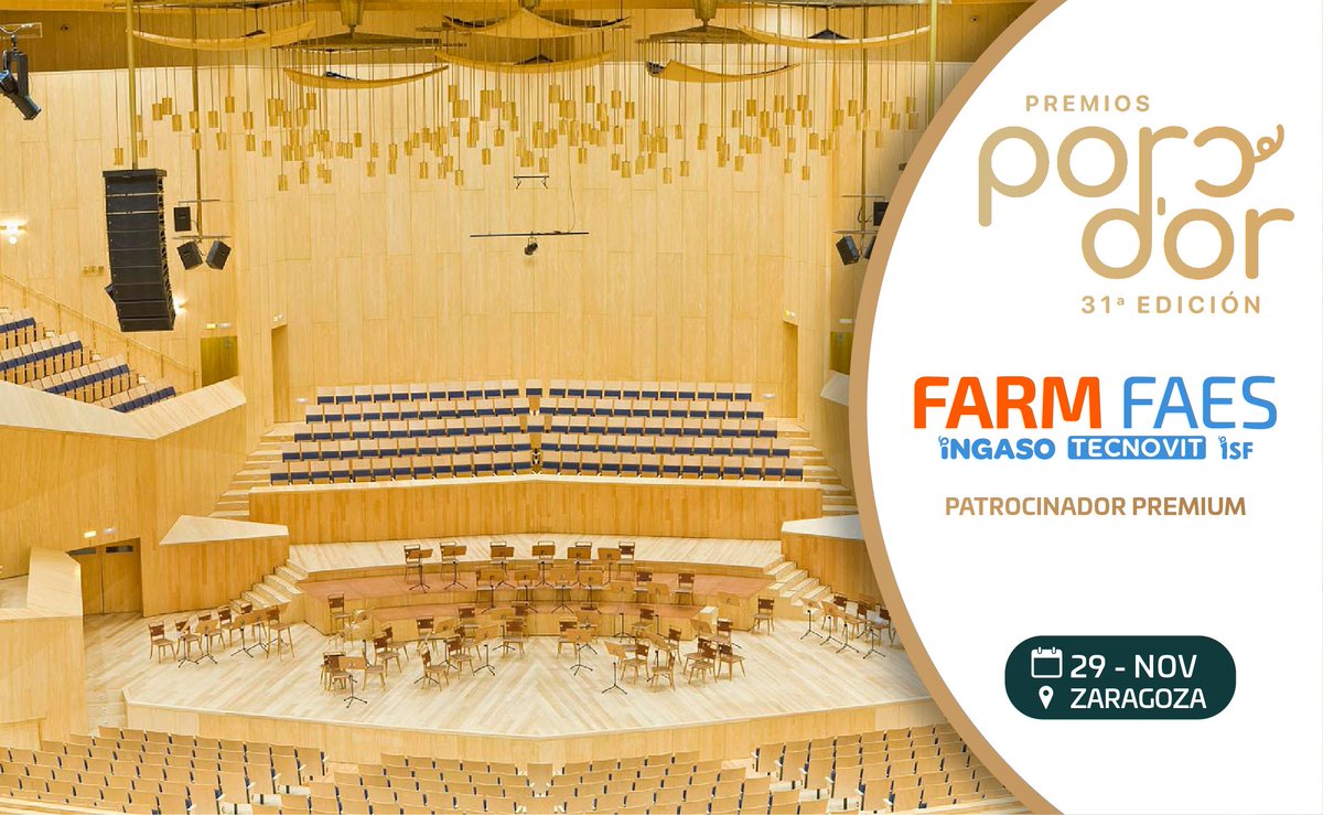 #FARMFAES #PremiosPorcDOr 🐷
Os esperamos en la 31ª edición de los Premios Porc D’Or (capa blanca), de la cual somos patrocinadores premium, que se realizará el 📅viernes 29 de noviembre 📍Auditorio de Zaragoza

#INGASOFARM #TECNOVIT #ISFbyFarmFaes
