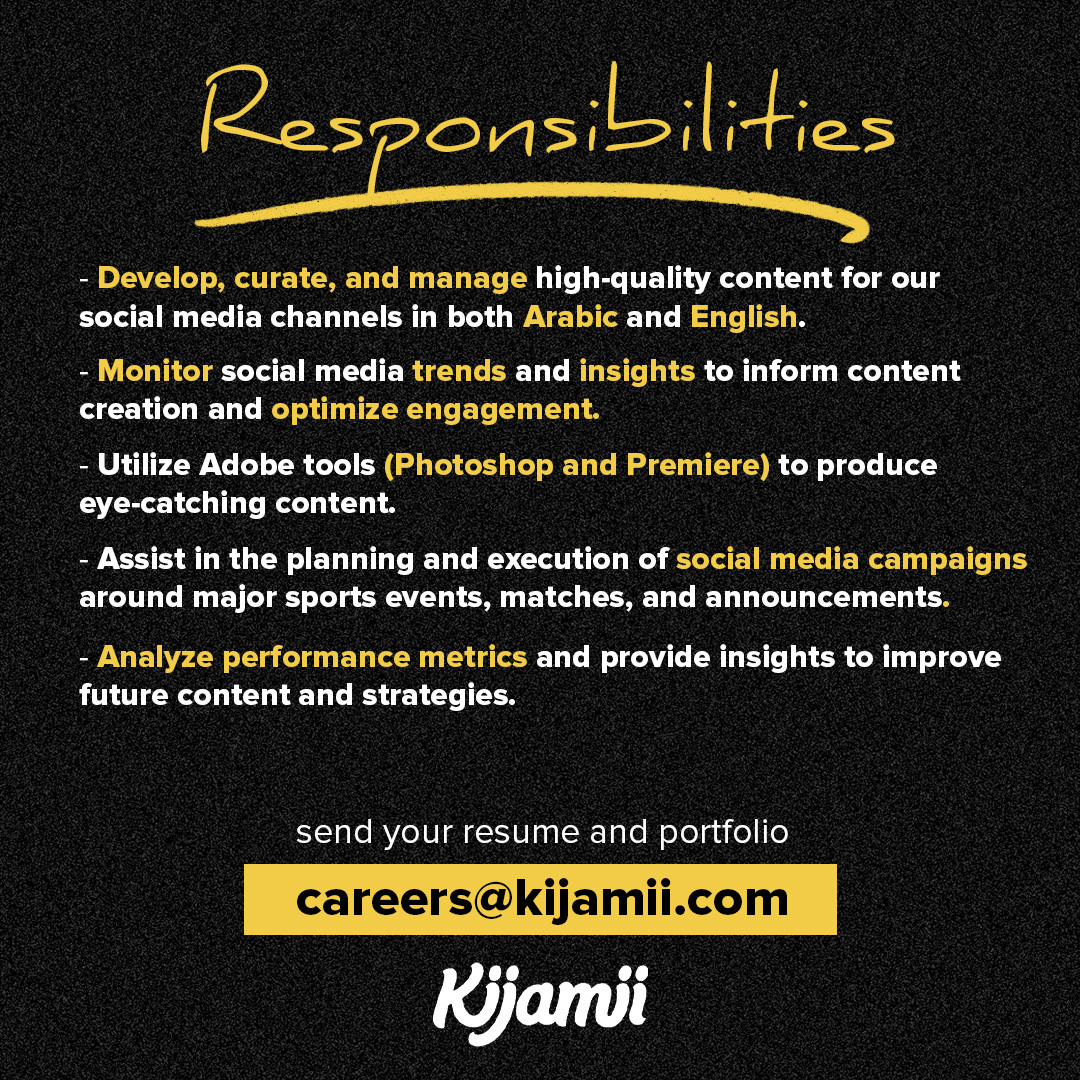 Kijamii's tweet photo. Are you passionate about sports, content creation &amp; social media? Do you dream of working with top-tier football clubs &amp; federations around the globe? ⚽️ If so, we want to hear from you!

Send your CV + portfolio with "Sports Social Editor" in the subject line. https://t.co/sN9NhYieWr