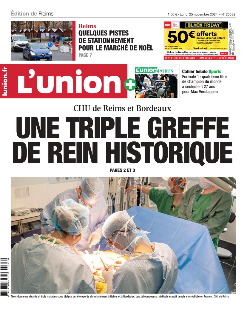 Guillaume Lévy (@levyguillaume) on Twitter photo ⚕️A la une de <a href="/_lunion/">L'union</a> ce lundi, « une triple greffe de rein historique » aux <a href="/CHUdeReims/">CHU de Reims</a> et <a href="/CHUBordeaux/">CHU de Bordeaux</a>.
🗞️ Article, photos et vidéos ici : lunion.fr/id664259/artic… ⚕️A la une de <a href="/_lunion/">L'union</a> ce lundi, « une triple greffe de rein historique » aux <a href="/CHUdeReims/">CHU de Reims</a> et <a href="/CHUBordeaux/">CHU de Bordeaux</a>.
🗞️ Article, photos et vidéos ici : lunion.fr/id664259/artic…