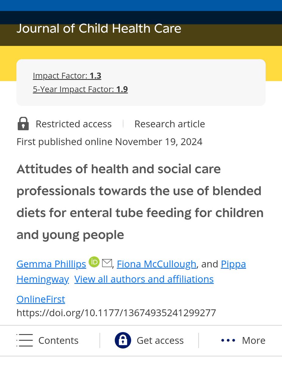 📢 NEW PAPER 📢
So pleased to share this publication of the project completed as part of my #NIHR pre-doctoral clinical academic fellowship on #attitudes towards #blendeddiet 
#evidencebasedpractice #NMAHPresearch