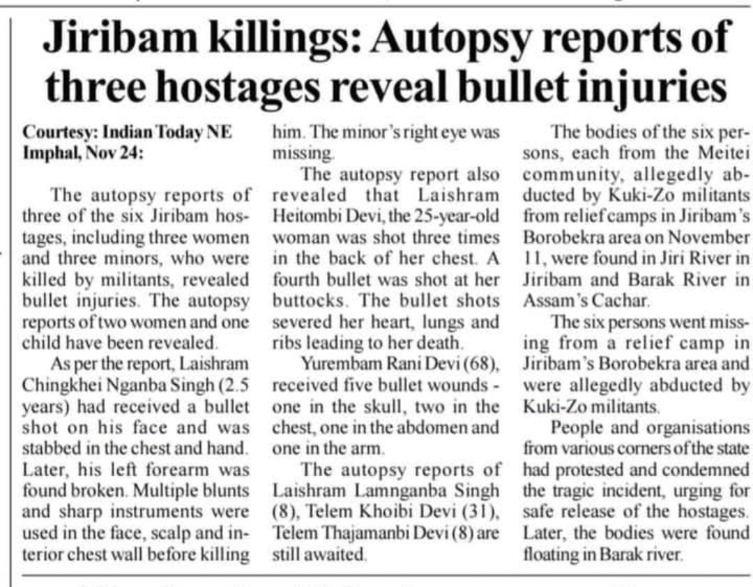 #Autopsy reports of three Meitei Hindus Murdered by #Kuki_terrorists. Kuki Community are the Wild animals.
<a href="/PMOIndia/">PMO India</a>
<a href="/narendramodi/">Narendra Modi</a>
<a href="/AmitShah/">Amit Shah</a>
<a href="/UNHumanRights/">UN Human Rights</a>
<a href="/timesofindia/">The Times Of India</a>
<a href="/htTweets/">Hindustan Times</a>
<a href="/HinduVoice_in/">Hindu Voice</a>
<a href="/VladAdiReturns/">Vladimir Adityanath</a>

#KukiTerrorists
#Kuki_wild_animals
#KukiRapistCommunity