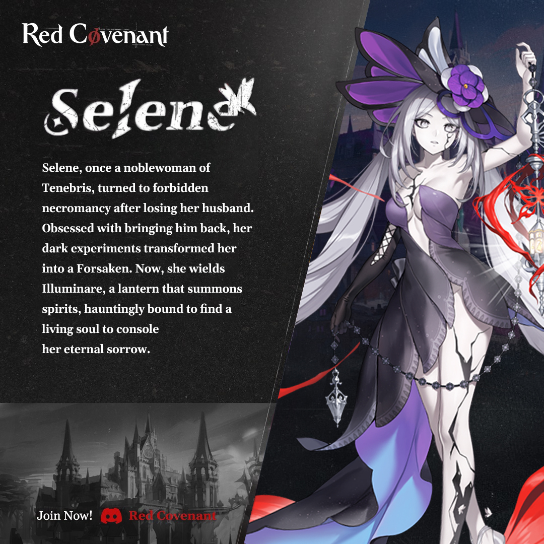 Meet Selene, a noblewoman turned Forsaken, whose obsession with reviving her lost love led her down the path of forbidden necromancy. Haunted by sorrow, she summons spirits bound to her will, yearning for a connection that might soothe her eternal grief.