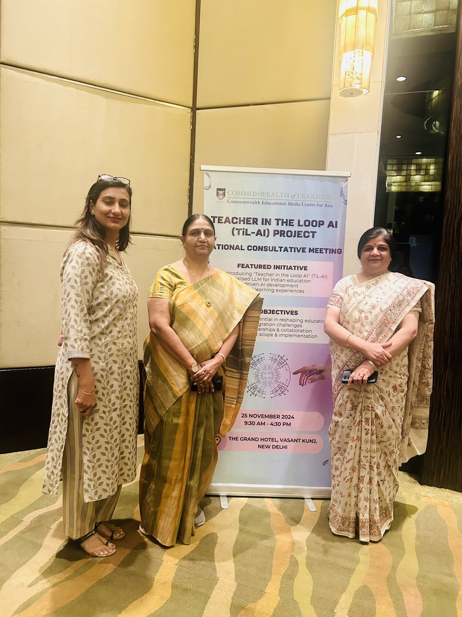 Shalini040876's tweet photo. Feeling honored and elated to be part of the esteemed cohort of teachers for the Teacher in the Loop AI (TiL-AI) project at the National Consultant Meeting, organized by the Commonwealth of Learning (COL) and CEMCA at the Grand Hotel.

#TiLAI #CEMCA #CommonwealthOfLearning https://t.co/z0dsumOfxu
