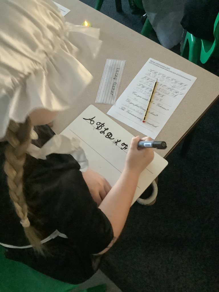Year 2 are living A Day in the Life of a Victorian today! We have begun the day with handwriting in silence and the boys and girls are sitting separately. Mrs Jeff and Miss Oglesby are being very strict, as you would expect!