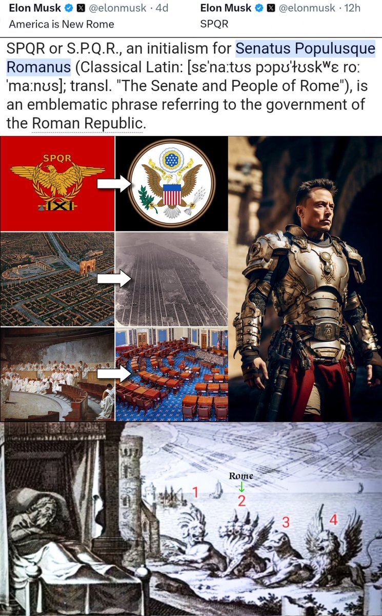 AnandPanna1's tweet image. 🚨 "America is New ROME"
🚨 " SPQR : Senatus Populusque Romanus "

📌 The rise and revelation of the Antichrist is coming soon...

#AntiChrist #OneWorldLeader #EndGame