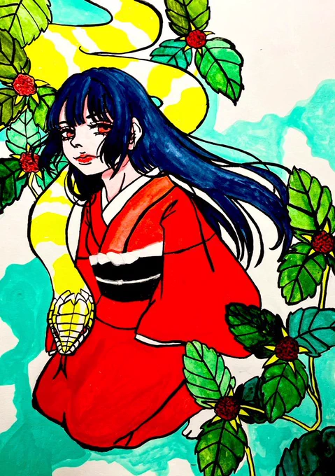 最近ズ。 #イラスト #アナログ絵 #和風イラスト