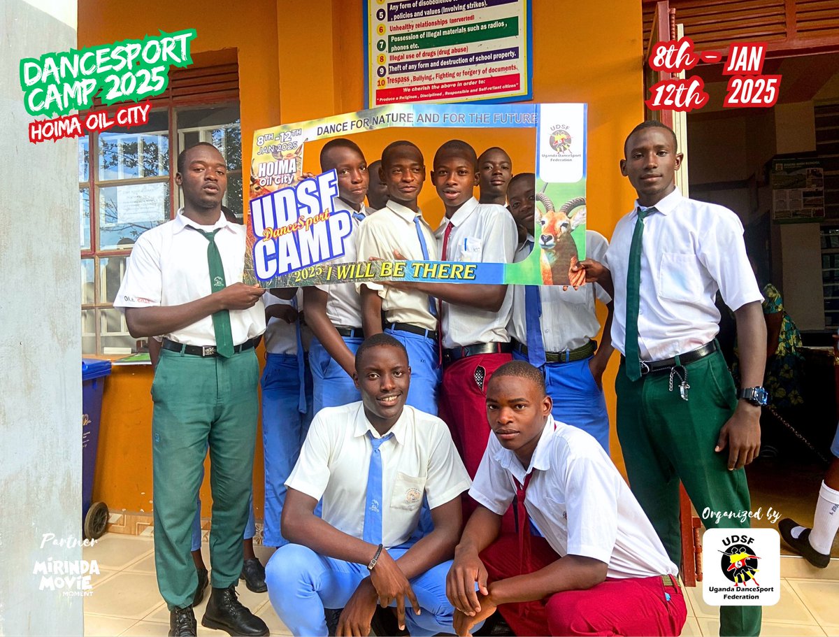 UgaDanceSport's tweet photo. Kinoni High School Rwampara gearing up for DanceSport Camp 2025! 💃🕺 Join the excitement as we unite in Hoima Oil City for a week of dancing, culture, and environmental impact. See you from January 8th to 12th! #DanceForNature #UDSF #DanceSportCamp2025 https://t.co/PbmtF68vWF