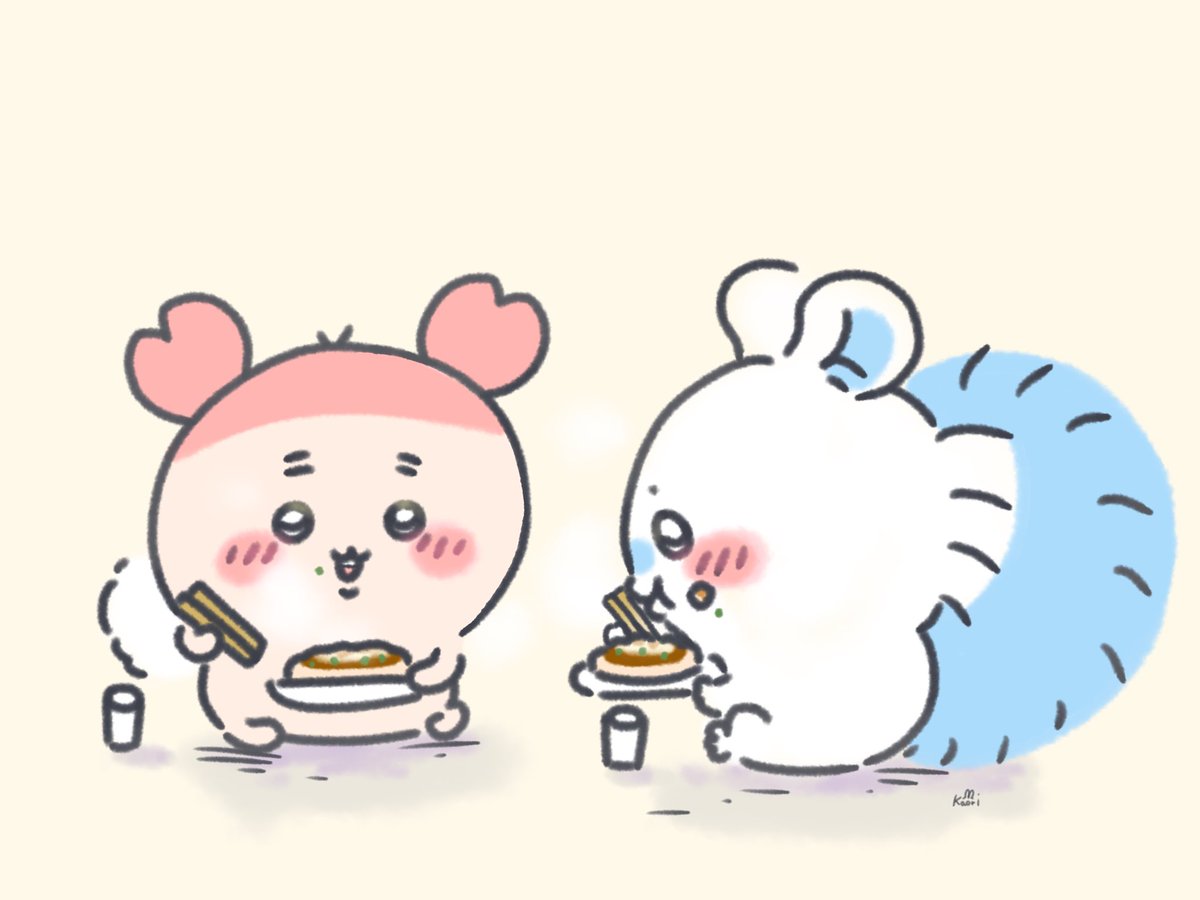 2人でモダン焼き? カニちゃんとモモンガペア最高に好き? #ちいかわ 
