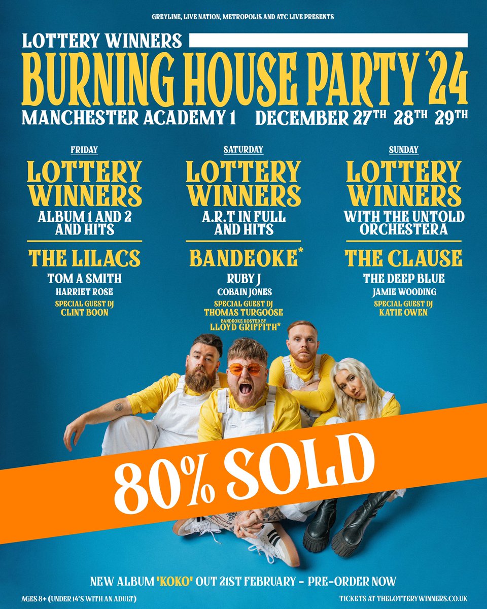 The Lilacs (@thelilacsuk) on Twitter photo Let’s goooooo!!!
Absolutely thrilled to be joining our very good friends <a href="/LotteryWinners/">Lottery Winners</a> on there Burning House 24 tour at @manchesteracademy on Friday 27th December. Not many tickets left so be quick.
What a band. What a venue 👀 Let’s goooooo!!!
Absolutely thrilled to be joining our very good friends <a href="/LotteryWinners/">Lottery Winners</a> on there Burning House 24 tour at @manchesteracademy on Friday 27th December. Not many tickets left so be quick.
What a band. What a venue 👀