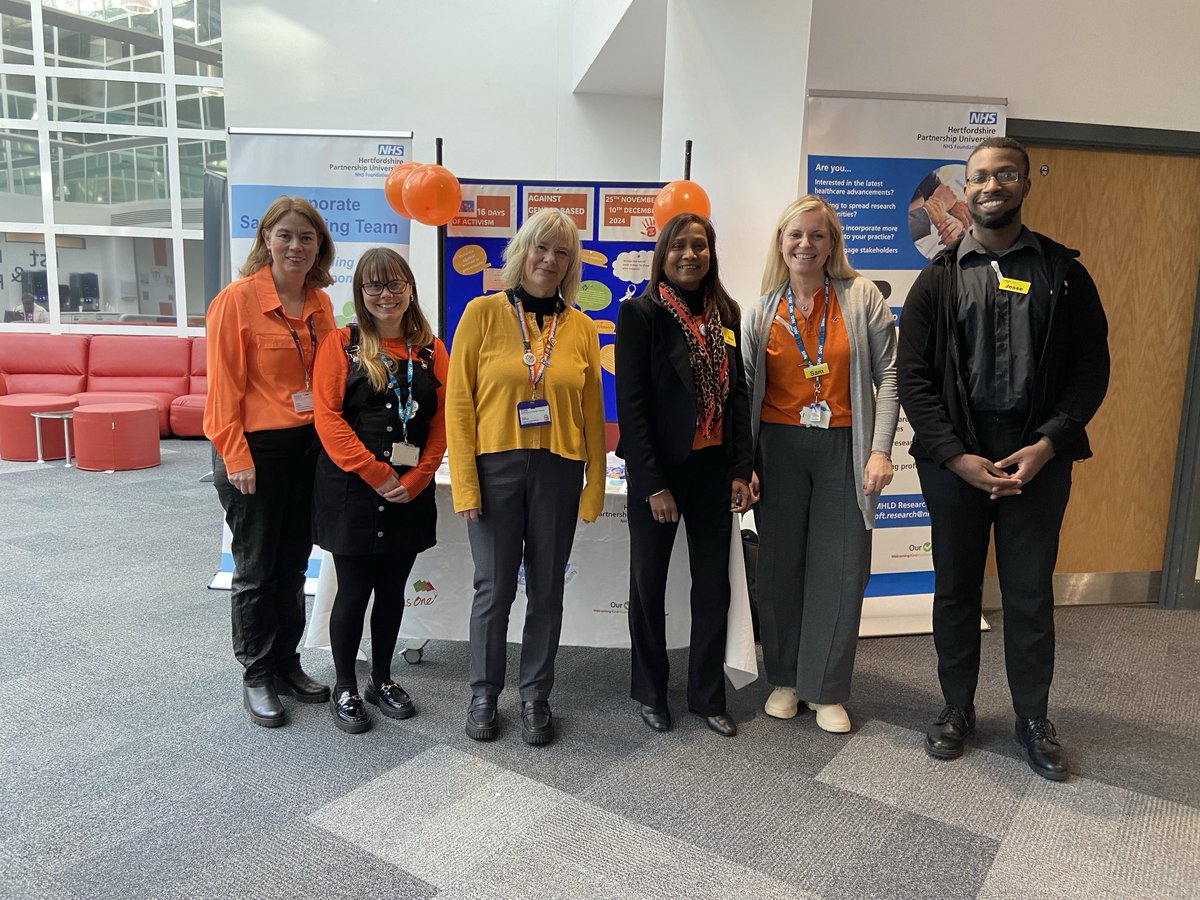 Safeguarding team are raising awareness of #16days &amp; ⁦<a href="/WhiteRibbon_UK/">White Ribbon UK</a>⁩ today. Help us #OrangeTheWorld! ⁦<a href="/HPFT_NHS/">Hertfordshire Partnership University NHS FT (HPFT)</a>⁩ ⁦<a href="/BJumnoodoo/">bina Jumnoodoo</a>⁩