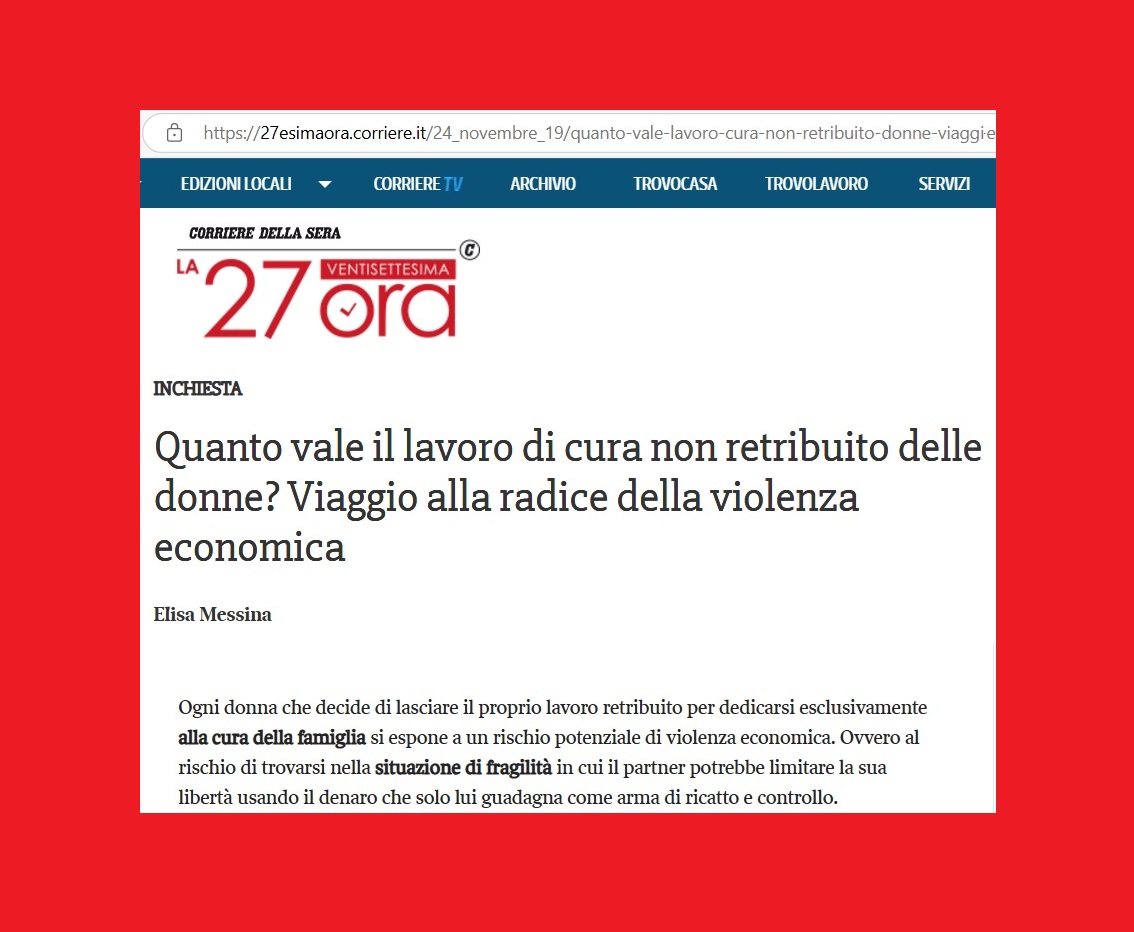 #25novembre: La violenza economica è un rischio concreto per chi si dedica alla famiglia. La nostra intervista con @elisamessina17 su @27esimaOra 
27esimaora.corriere.it/24_novembre_19…