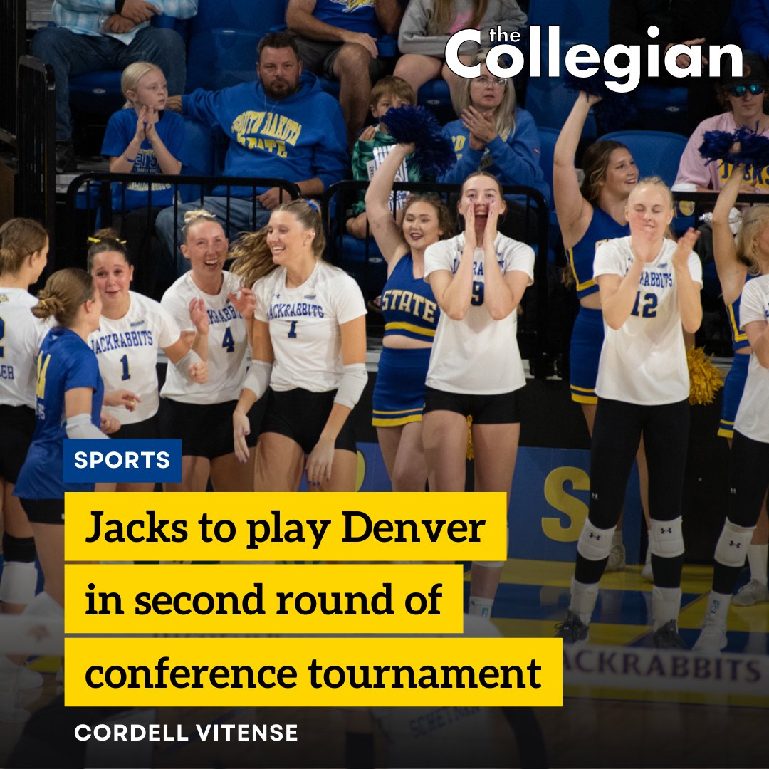 sdsucollegian's tweet photo. The Jackrabbit volleyball team will play the University of Denver in the semifinal of the Summit League tournament today at 4 p.m. #GoJacks 

📸 Olivia Shouler
🗞️ https://t.co/dKPxAbSEcl https://t.co/fRyYYBsnl7