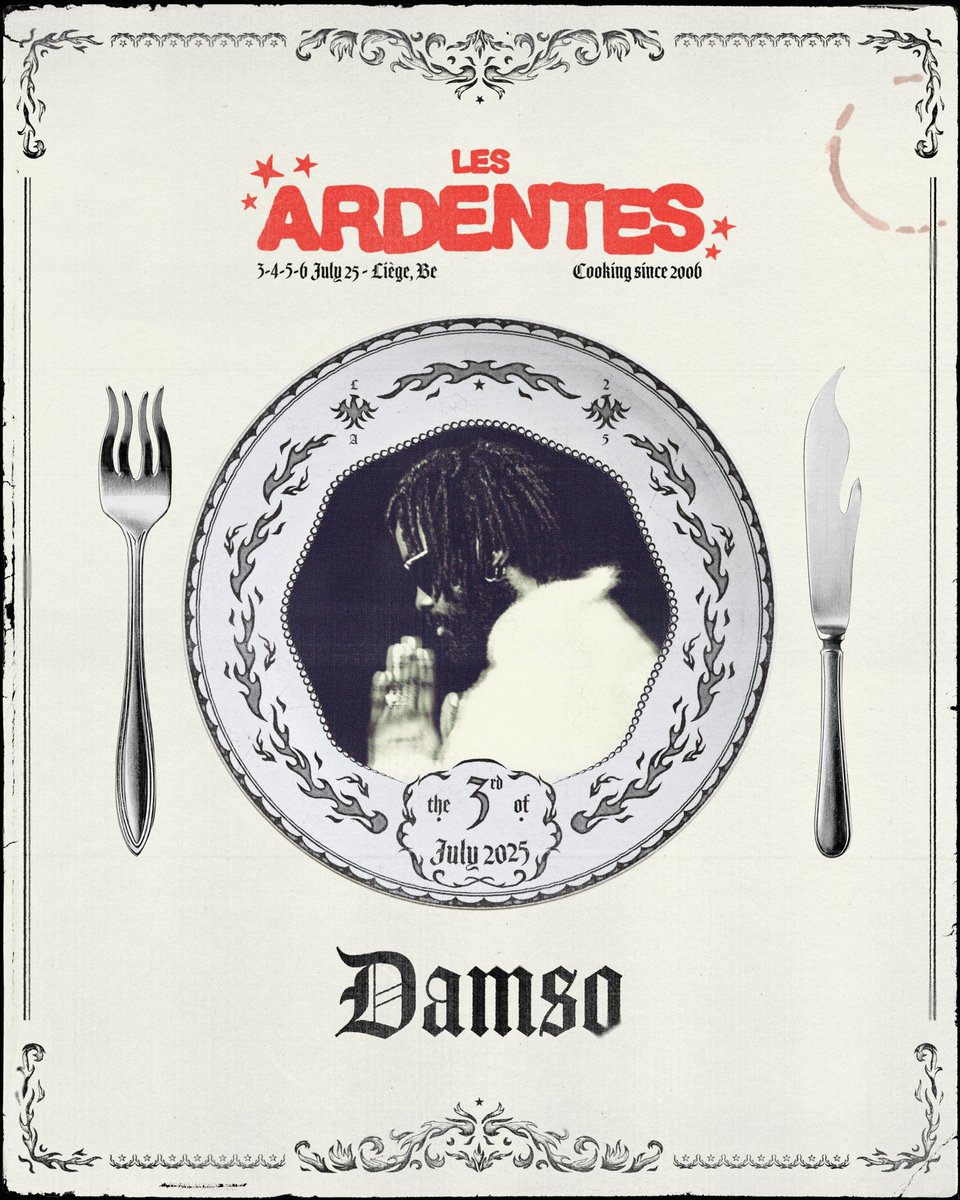 ShadesFrance's tweet photo. 🚨 Les Ardentes annoncent la présence de DAMSO pour l’édition 2025

📆3 JUILLET https://t.co/eL1bRC9MmD