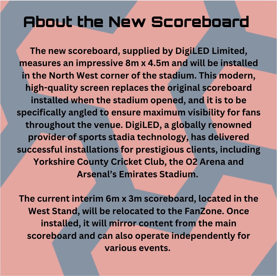 YorkSMC's tweet photo. π£ Exciting news for our fans! π
We're levelling up the game with a brand-new scoreboard at the stadium! ποΈ Get ready for even more action, updates, and unforgettable moments. β½π₯ #LNERCommunityStadium #NewScoreboard #GameChanger #NextLevel #StadiumUpgrade https://t.co/jdd7Y6FhzE