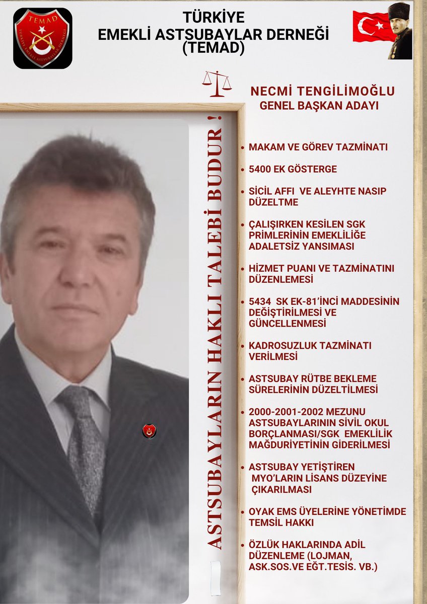 NECM75188306's tweet photo. 🅰️| ASTSUBAY HAK ve ONUR   
        MÜCADELESİ’nde

“Haklı Taleplerimizi”
İletmek, sorgulamak ve takip etmek asli görevimizdir!

Bu düstur, 
Ben ve arkadaşlarım için kurumsal bir kimliğimiz olsa da olmasa da 
yapmaktan vazgeçmeyeceğimiz bir sorumluluktur.

#AstsubaylıkOnurumuzdur https://t.co/sOFBNLSMOt
