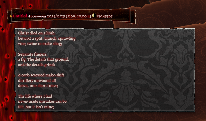 meiqqer's tweet image. MEGIDOLYRIC #004:
'Untitled'
Anonymous
Metaphysical Poetry
#profane #yoke #existentialism #poetry