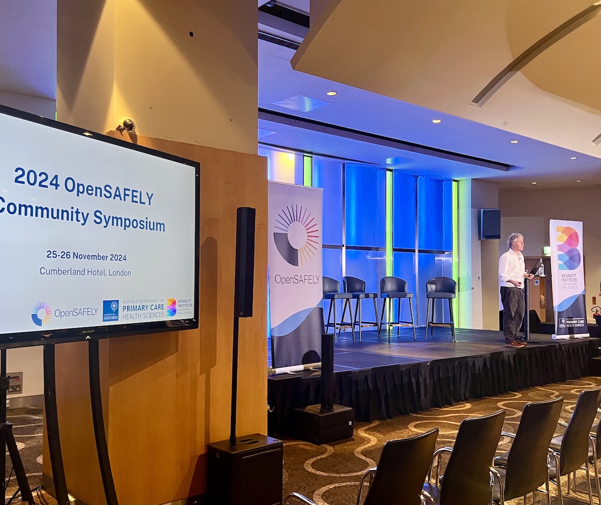 BennettOxford's tweet photo. Getting started at our Community Symposium in London -  @bengoldacre taking the stage https://t.co/JJ9h8psQ66