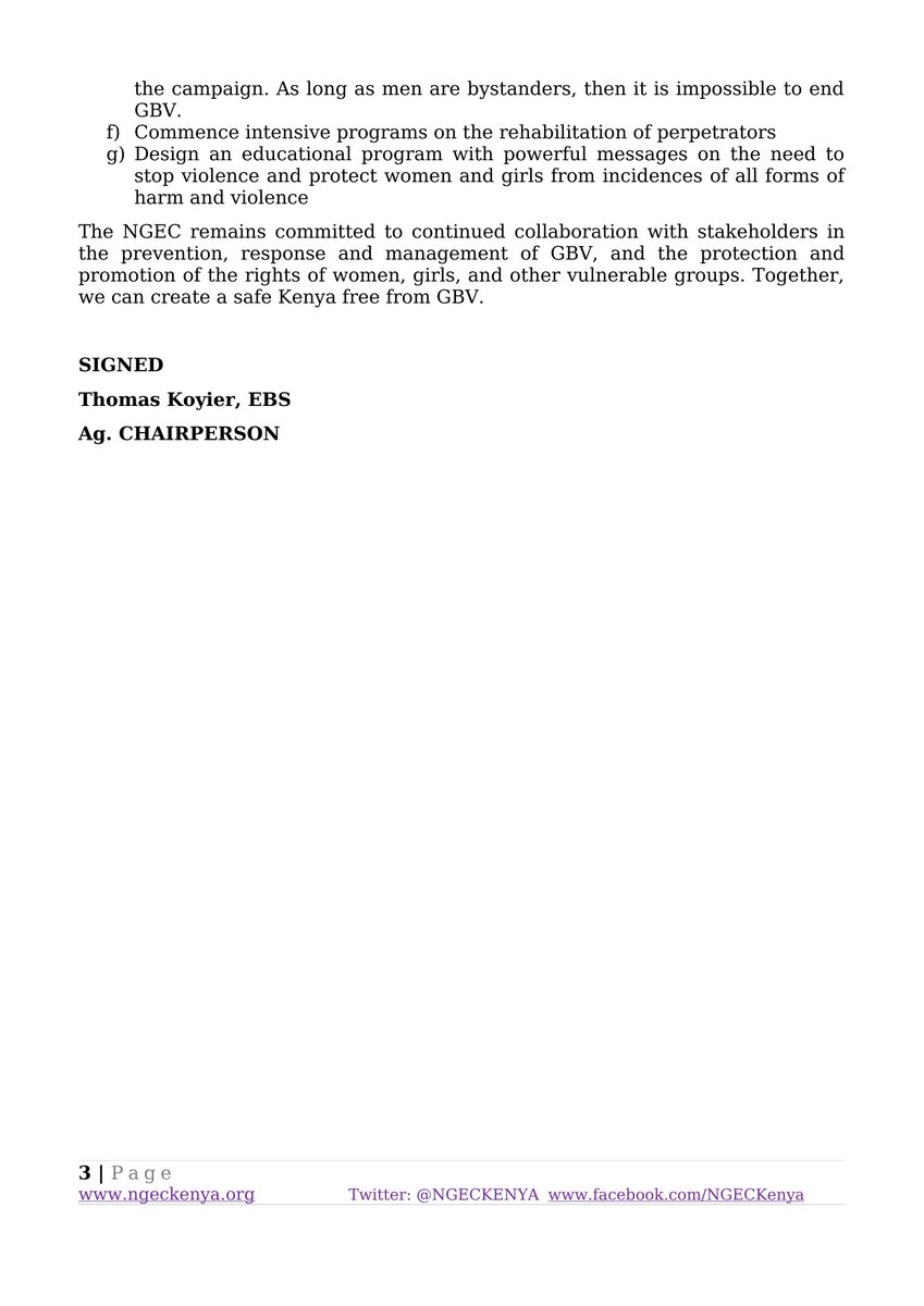 STATEMENT ON THE COMMEMORATION OF 16 DAYS OF ACTIVISM AGAINST GENDER-BASED VIOLENCE.

📢 It’s that time again! We join Kenya and the global community in marking the 16 Days of Activism against Gender-Based Violence (GBV). This year’s theme is: "Towards Beijing +30: UNiTE to End