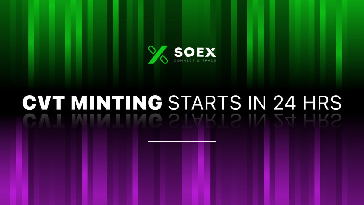 soex_io's tweet photo. 🚨Big News!🚨  

SOEX will officially launch the CVT Public Mint on Nov 26 on @solana  

⏰ 10 AM UTC: Final Pre-Mint  
⏰ 10:30 AM UTC: Whitelist Mint  
⏰ 1 PM UTC: Public Mint  

SOEX combines social interactions with #cryptotrading, redefining #Web3 with fair, transparent & user-centric innovation. 🚀  

#SOEX #CVT #Solana #Mint #SolanaGem #SolanaAirdrop #CryptoCommunity