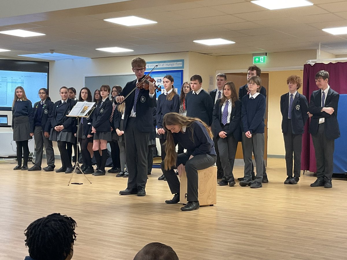 HungerfordAcad's tweet photo. Thank you so much to the very talented @RuskinHigh students who wowed us with their musical talents this morning. https://t.co/7LXMR3LMQ0