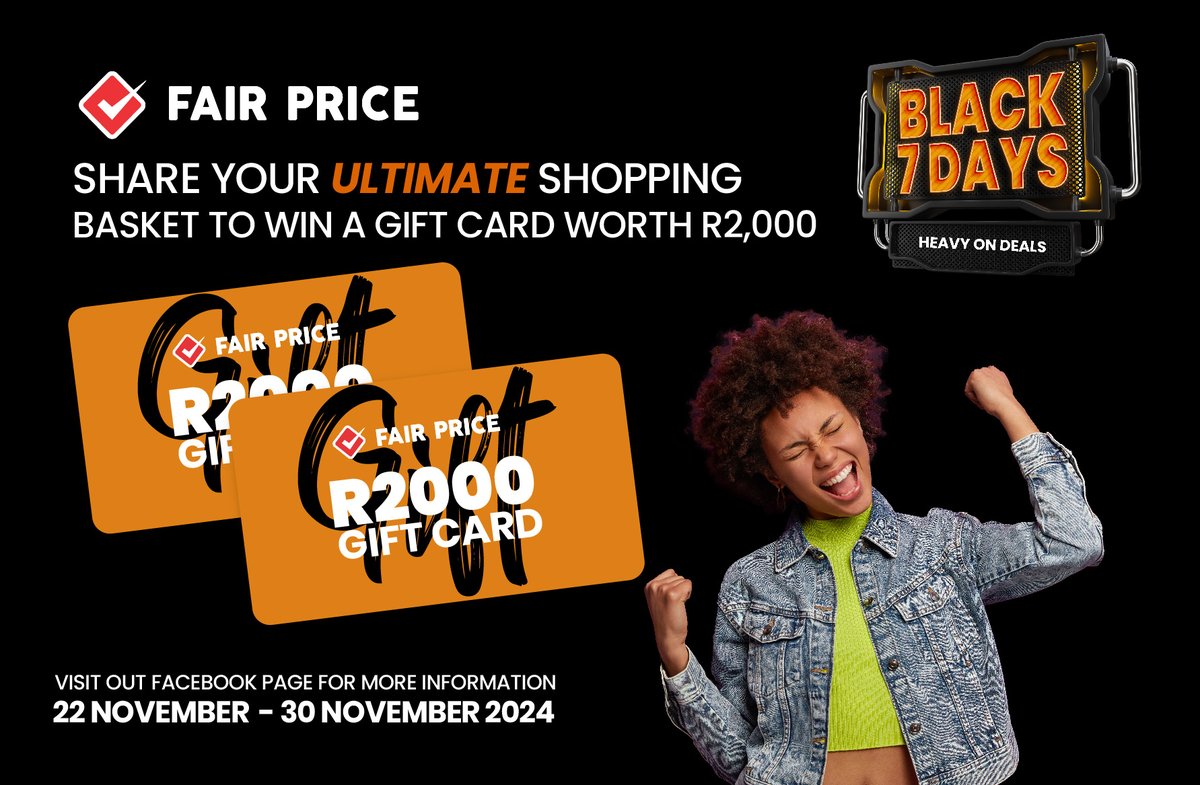 Win a R2 000 Fair Price gift voucher to turn your house into a home! 🏡

Step 1: Check out the Fair Price digital catalogue and pick out 3 of your fave items 👉 fairprice.co.za/?utm_source=YF…
Step 2: Tell us your 3 items using #Black7Days + tag @YFM
Step 3: Share this post

Unlock the