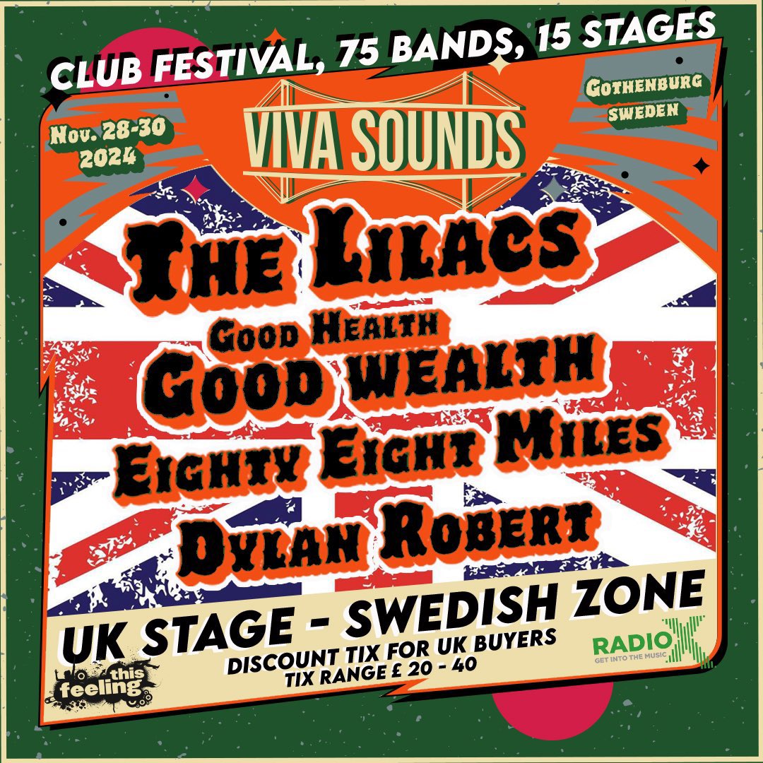 This Feeling (@this_feeling) on Twitter photo Coming up this week: Saturday 🎸 Viva Sounds Festival Sweden w/ <a href="/TheLilacsUk/">The Lilacs</a> <a href="/ghgwmusic/">Good Health Good Wealth</a> <a href="/88milesband/">Eighty Eight Miles</a> <a href="/dylanrobmusic/">Dylan Robert</a> & <a href="/JohnKennedy/">John Kennedy</a>
🎟️ thisfeeling.co.uk/vivasounds
🎶 open.spotify.com/playlist/4ZNgT… Coming up this week: Saturday 🎸 Viva Sounds Festival Sweden w/ <a href="/TheLilacsUk/">The Lilacs</a> <a href="/ghgwmusic/">Good Health Good Wealth</a> <a href="/88milesband/">Eighty Eight Miles</a> <a href="/dylanrobmusic/">Dylan Robert</a> & <a href="/JohnKennedy/">John Kennedy</a>
🎟️ thisfeeling.co.uk/vivasounds
🎶 open.spotify.com/playlist/4ZNgT…