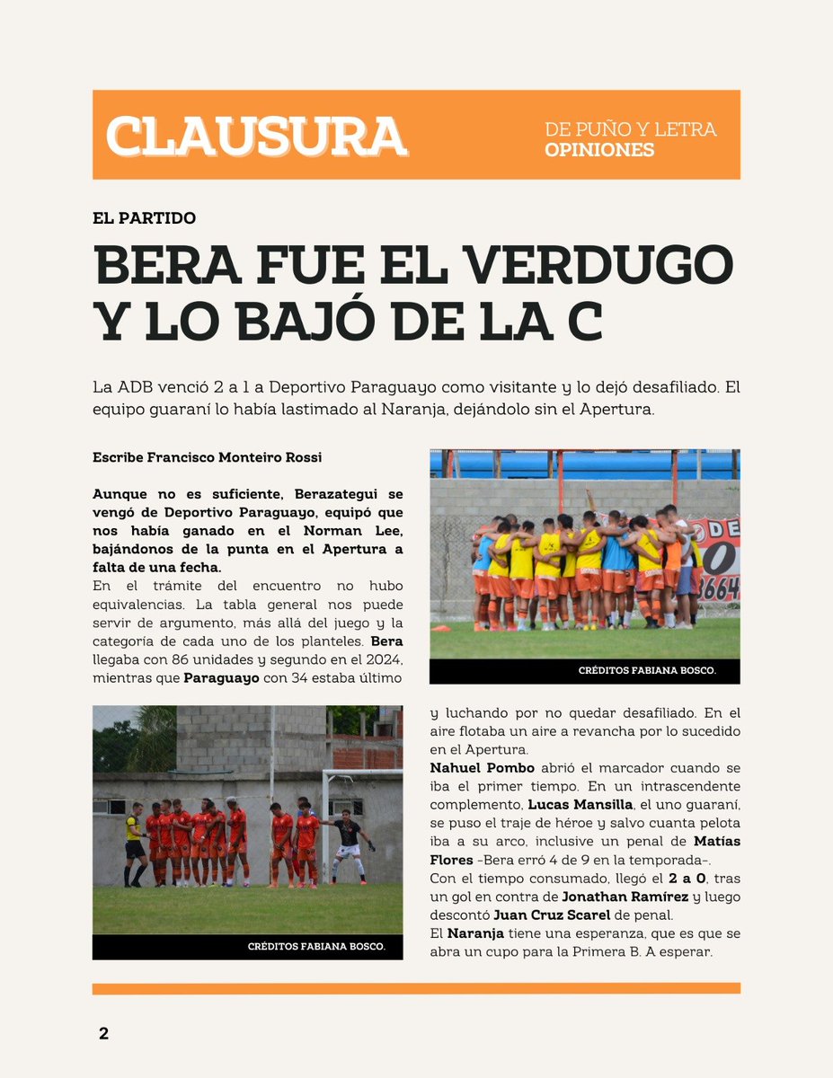 beraunapasion's tweet photo. Compartimos el "Naranjero" con el resumen de la victoria de ayer ante Deportivo Paraguayo, la crónica del partido, el Semillero, los datos históricos y otras cuestiones naranjeras...

#Berazategui #ADBerazategui #ADB #Naranjero #AsociaciónDeportivaBerazategui https://t.co/C6jyCKwICi