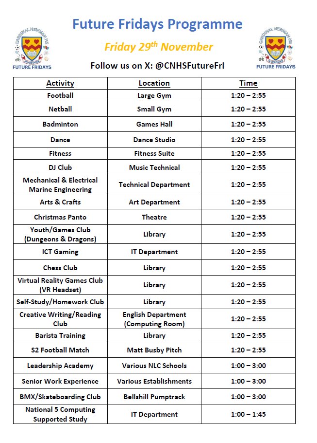 Cardinal Newman Future Fridays tweet media