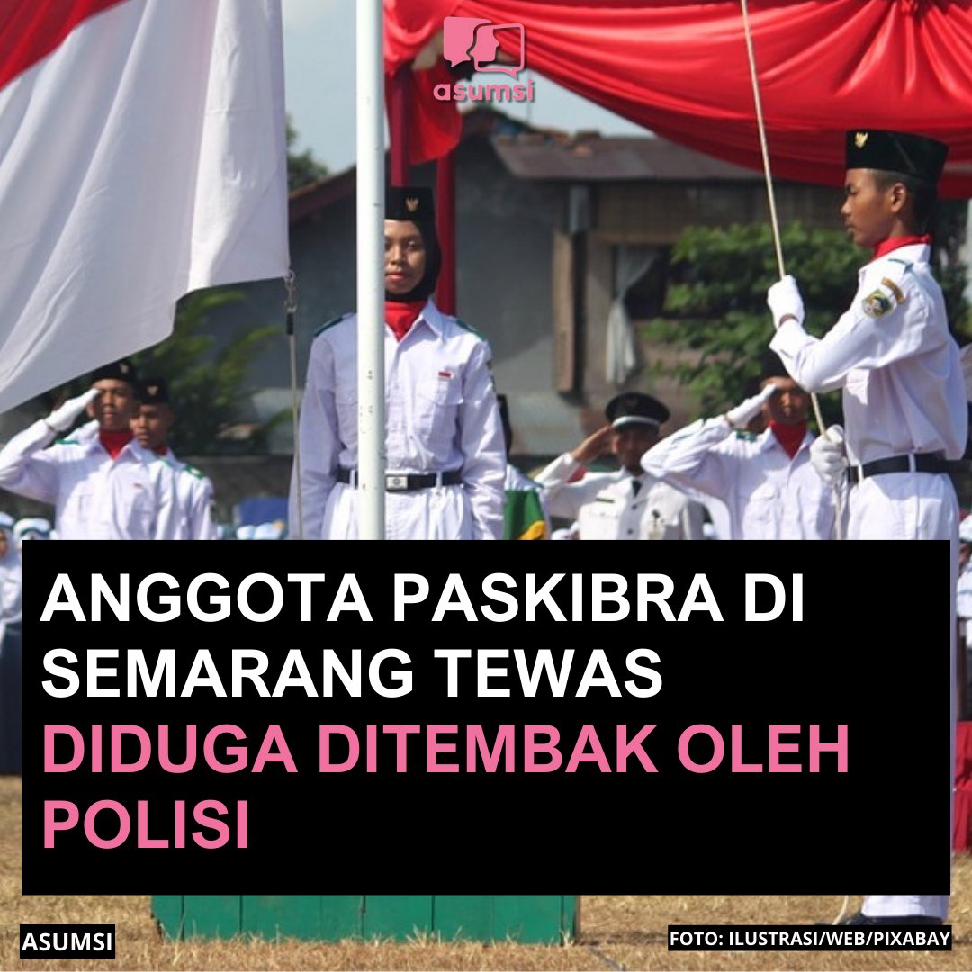 asumsico's tweet photo. Seorang anggota Paskibra di SMK 4 Semarang, Jawa Tengah diduga menjadi korban penembakan oleh oknum polisi. Pelajar berinisial GRO itu dilaporkan tewas akibat luka tembak pada Minggu (24/11/2024). https://t.co/Xtc0vaLefC