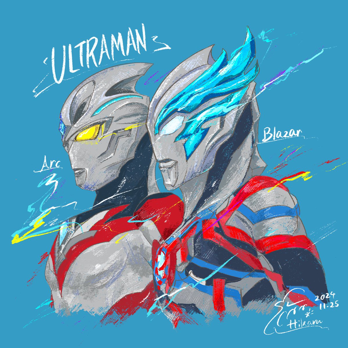 ウルトラマンアーク 19話 アークとブレーザーのイラストを描いてみまし