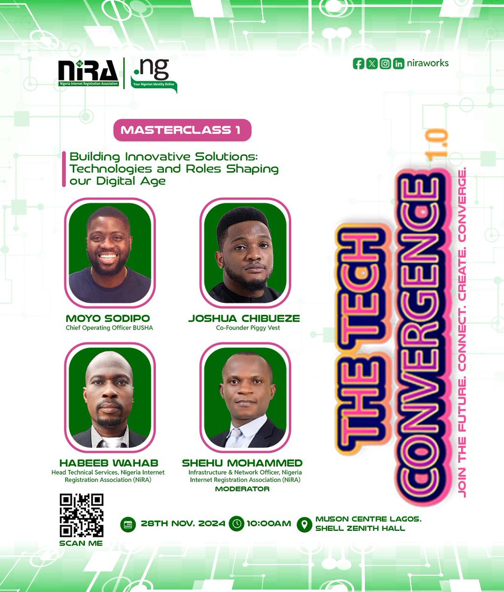 niraworks's tweet photo. Introducing our Masterclass 1 Speakers and Moderator for The Tech Convergence 1.0
Join Mr. Moyo Sodipo of Busha, Mr. Habeeb Wahab of NiRA , Mr. Joshua Chibueze of Piggyvest and Mr. Shehu Mohammed of NiRA, as they explore the innovative solutions in the tech space.
#Trendingevent https://t.co/URkt4EawRr