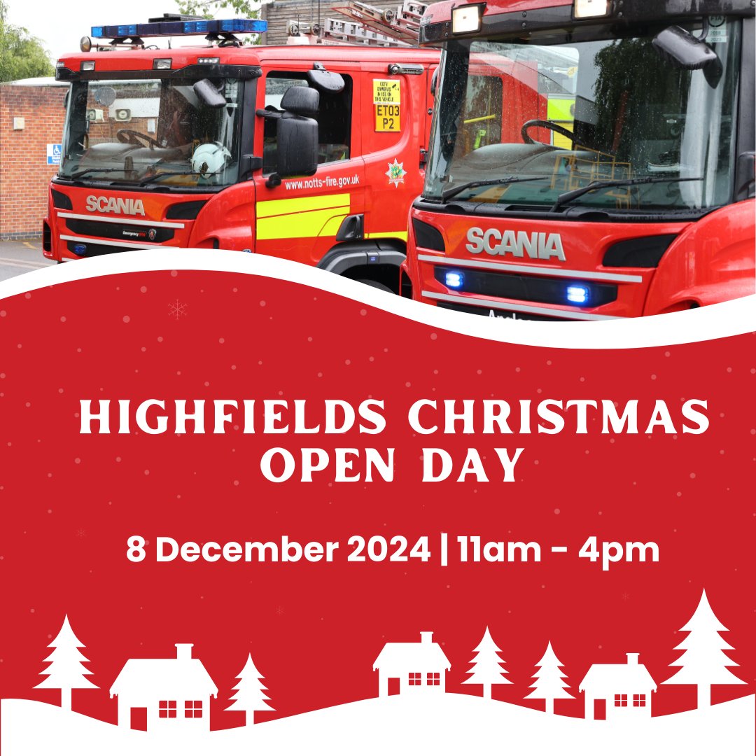 Join us at Highfields Fire Station for a festive fun filled day to raise money for The Firefighters Charity and Midlands Women’s Aid🎄There will be activities for the whole family to enjoy from stalls to Santa's Grotto ✨ 🎅