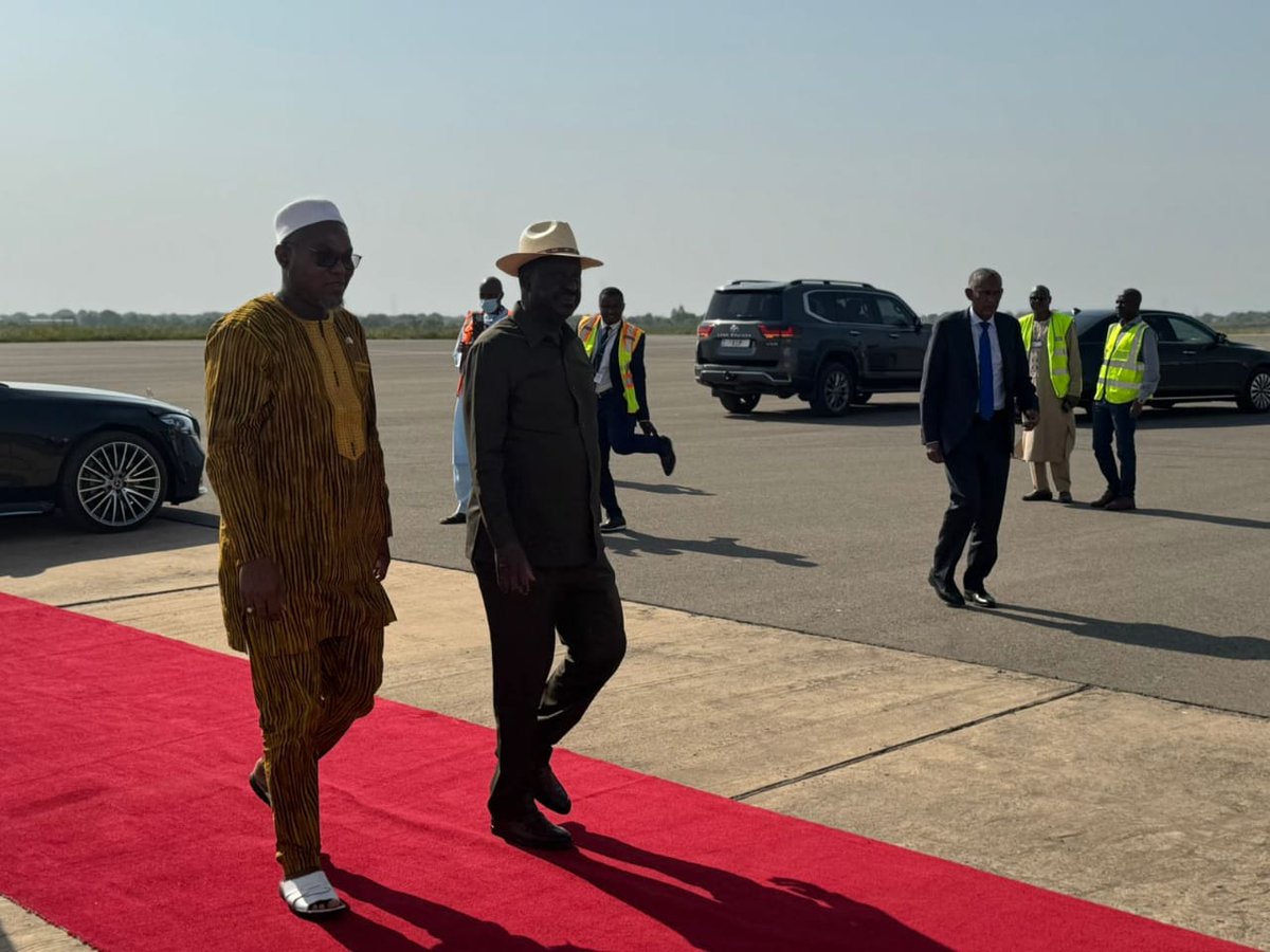 Rt. Hon Raila Odinga in Banjul, Gambia for his AUC campaigns, he was received in Gambia State house by vice president Muhammad B Jallow, #borninkenyaforafrica 
#raila4auc 
#railaodinga4auc 
#16DaysOfActivism
#SambazaFurahaNaSafaricom