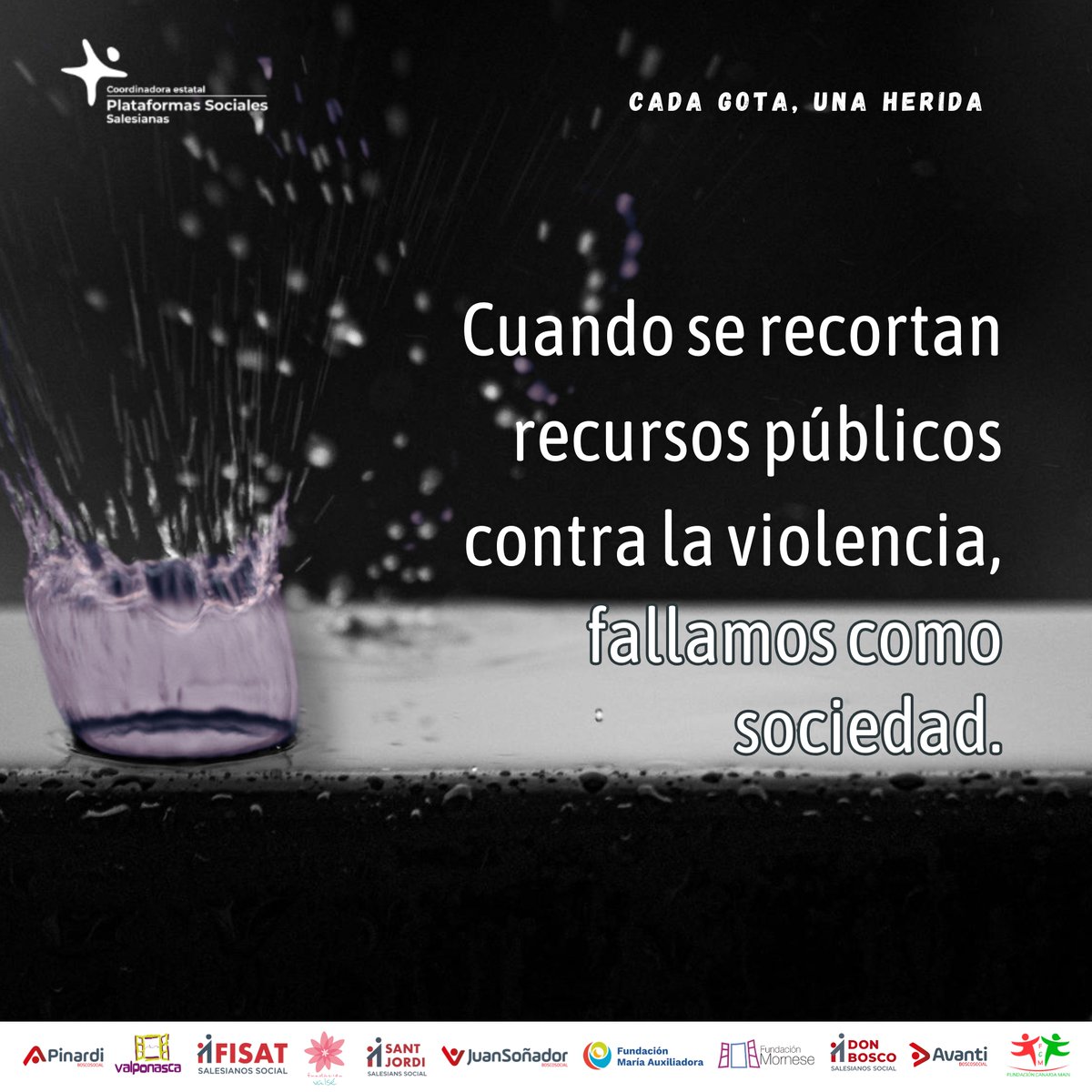 La violencia no siempre grita:
💧 Dudar de una víctima
💧 Recortar recursos públicos
💧 Ignorar historias únicas
Cada gesto erosiona. Cada acción cuenta. Construyamos igualdad desde los detalles. #CadaGotaUnaHerida