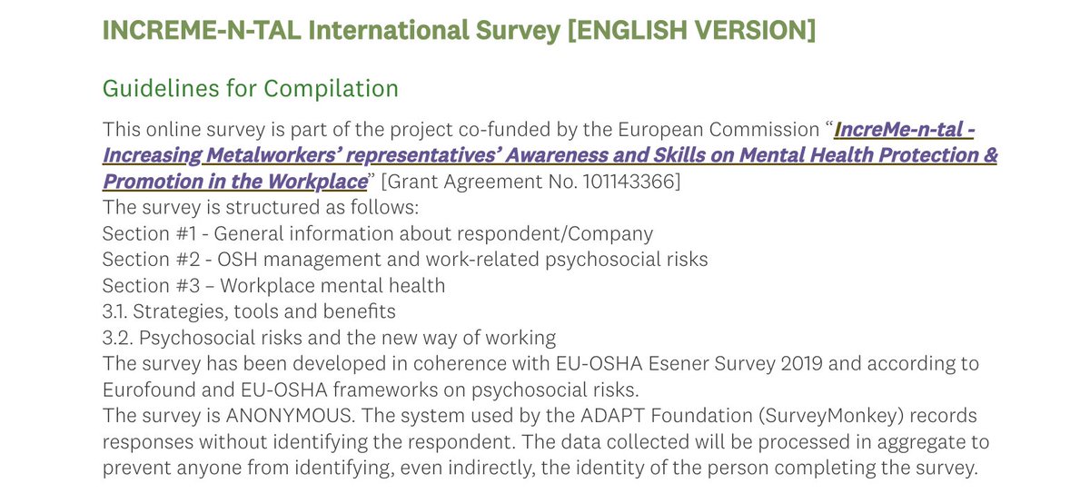2/2 The training activities will be based on desk and #fieldresearch: in the last few weeks we are collecting feedback from workers in the #manufacturing sector in 🇮🇹 🇮🇪 🇸🇮 🇸🇰 🇹🇷 🇪🇸 🇧🇪 through an anonymous questionnaire.
Thanks for its circulation! it.surveymonkey.com/r/Increme_n_tal