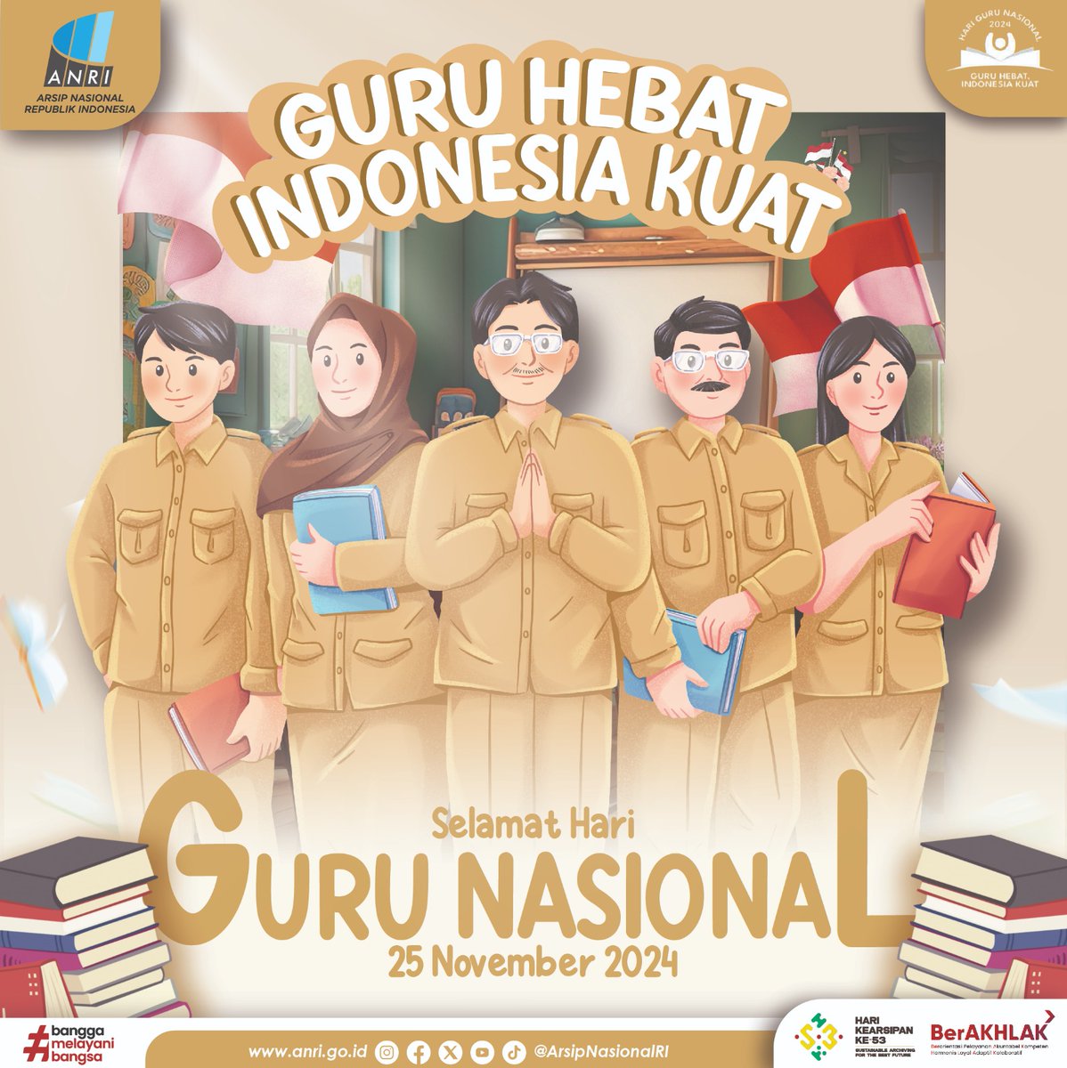ArsipNasionalRI's tweet photo. Terima kasih kepada Bapak dan Ibu Guru di seluruh negeri yang telah membimbing dan membersamai anak-anak Indonesia. Terima kasih atas semangat, berbagi, dan kolaborasi guru-guru hebat di seluruh Indonesia. Guru Hebat, Indonesia Kuat!

Selamat Hari Guru Nasional 😊 https://t.co/5buBGf2zUz
