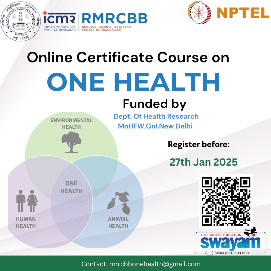 Join <a href="/ICMR_RMRCBBSR/">ICMR-REGIONAL MEDICAL RESEARCH CENTRE, BHUBANESWAR</a>'s free 12-week online certificate course on #OneHealth via <a href="/nptel_official/">NPTEL</a>. Learn from leading experts and enhance your knowledge. Open to participants from all disciplines. Enroll today!
onlinecourses.nptel.ac.in/noc25_ge25/pre…