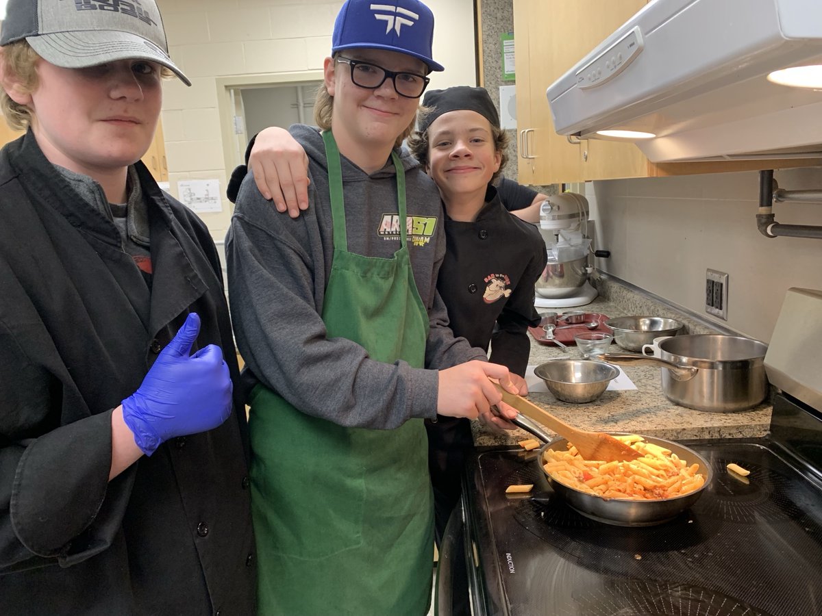 Grade 9 students in the TAS1O1 culinary rotation learned how to make penne with Bolognese sauce.