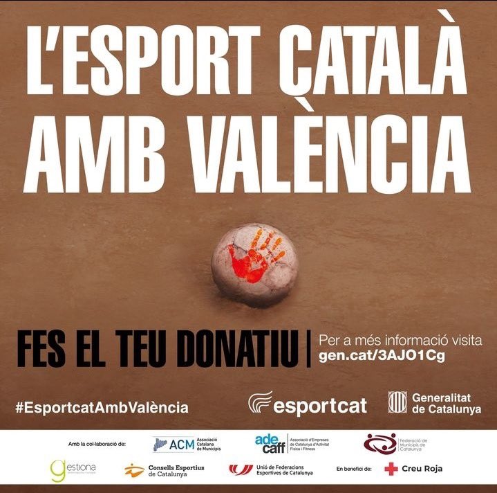 Des del PELL i el Complex Can Mercader ens sumem a la campanya ‘L'esport català amb València' promoguda per <a href="/esportcat/">Esports</a> i <a href="/CreuRojaCAT/">Creu Roja Catalunya</a> . 🤝❤️

Ajuda’ns a donar suport a les persones afectades per la DANA 🌧️🌪️. Consulta la nostra web i fes el teu donatiu

parcesportiullobregat.com/el-pell-i-el-c…