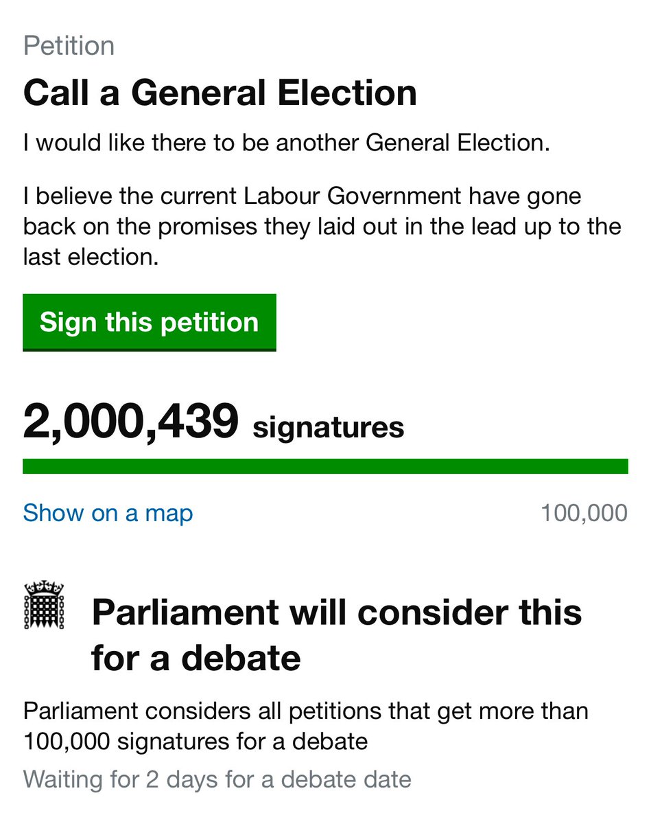banthebbc's tweet photo. 🚨BREAKING : two day old petition calling for a General Election due to Labour pre-election broken promises and lies EXCEEDS >TWO MILLION+ signatures https://t.co/6LeGjKNf3e