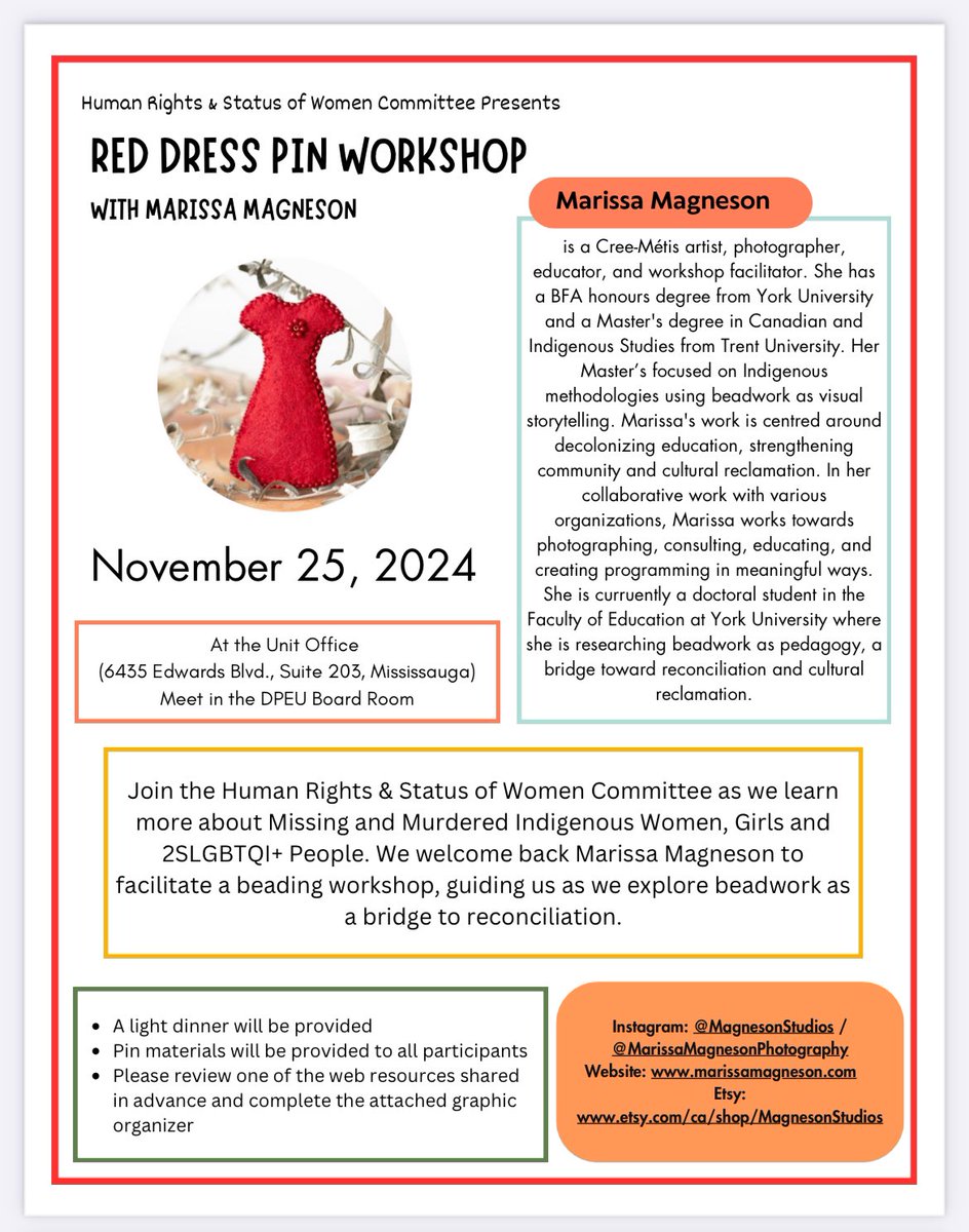 Mrs_A_Isaac's tweet image. The #StatusofWomen &amp;amp; #HumanRights Committee @elemdp will be participating in the #REDDRESSPIN workshop with Marissa Magneson this evening.We will discuss ways that we can support the calls to action for #MMIWG2S No one should experience violence &amp;amp; feel unsafe. #CatholicTeachers