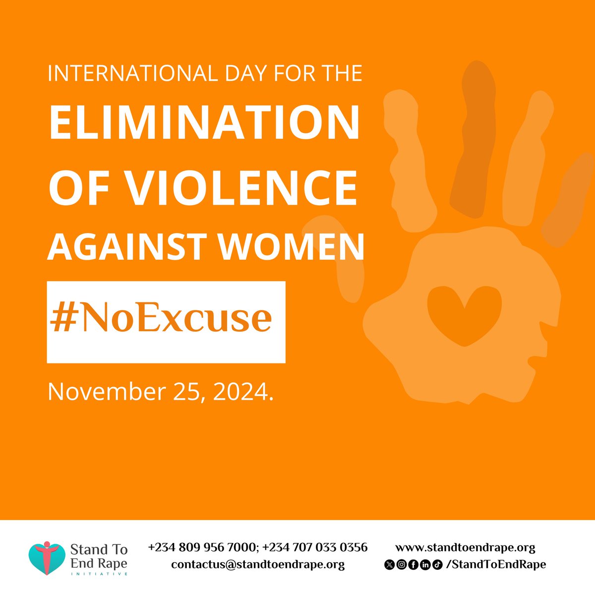 S.T.E.R Initiative (@standtoendrape) on Twitter photo 1 in 3 women globally will experience violence in their lifetime. There’s #NoExcuse for abuse, silence or inaction.
Today, we join the fight to eliminate violence against women and girls. We must speak up, support survivors & demand accountability.
#16DaysOfActivism 1 in 3 women globally will experience violence in their lifetime. There’s #NoExcuse for abuse, silence or inaction.
Today, we join the fight to eliminate violence against women and girls. We must speak up, support survivors & demand accountability.
#16DaysOfActivism