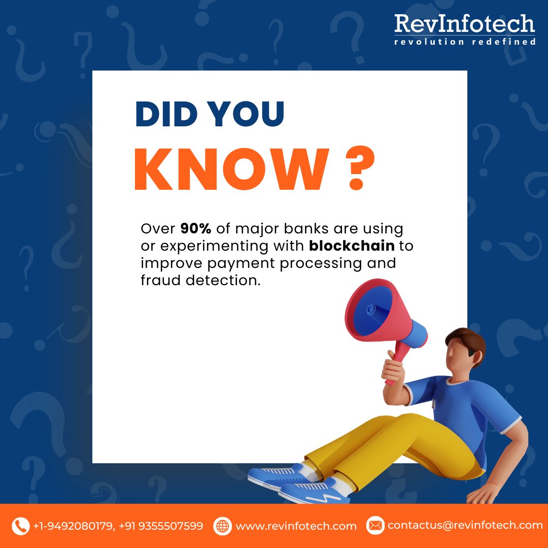 RevInfotech's tweet photo. 💡 Did You Know?
Over 90% of major #banks are leveraging #Blockchain to improve payment systems and combat fraud.

Want to learn how blockchain can revolutionize your business?
🔗 Contact RevInfotech today
🌐 https://t.co/UJhg5U7JQa

#BlockchainTechnology #Innovation #Revinfotech https://t.co/q8IqWiiYnz