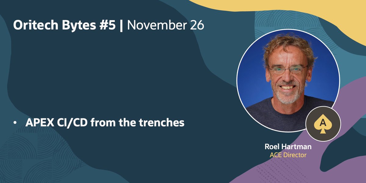 Join Oritech Bytes #5 on November 26 and listen to Oracle ACE Director <a href="/RoelH/">Roel 😎</a> talk about APEX CI/CD from the trenches 👉 
social.ora.cl/6016S1wSA