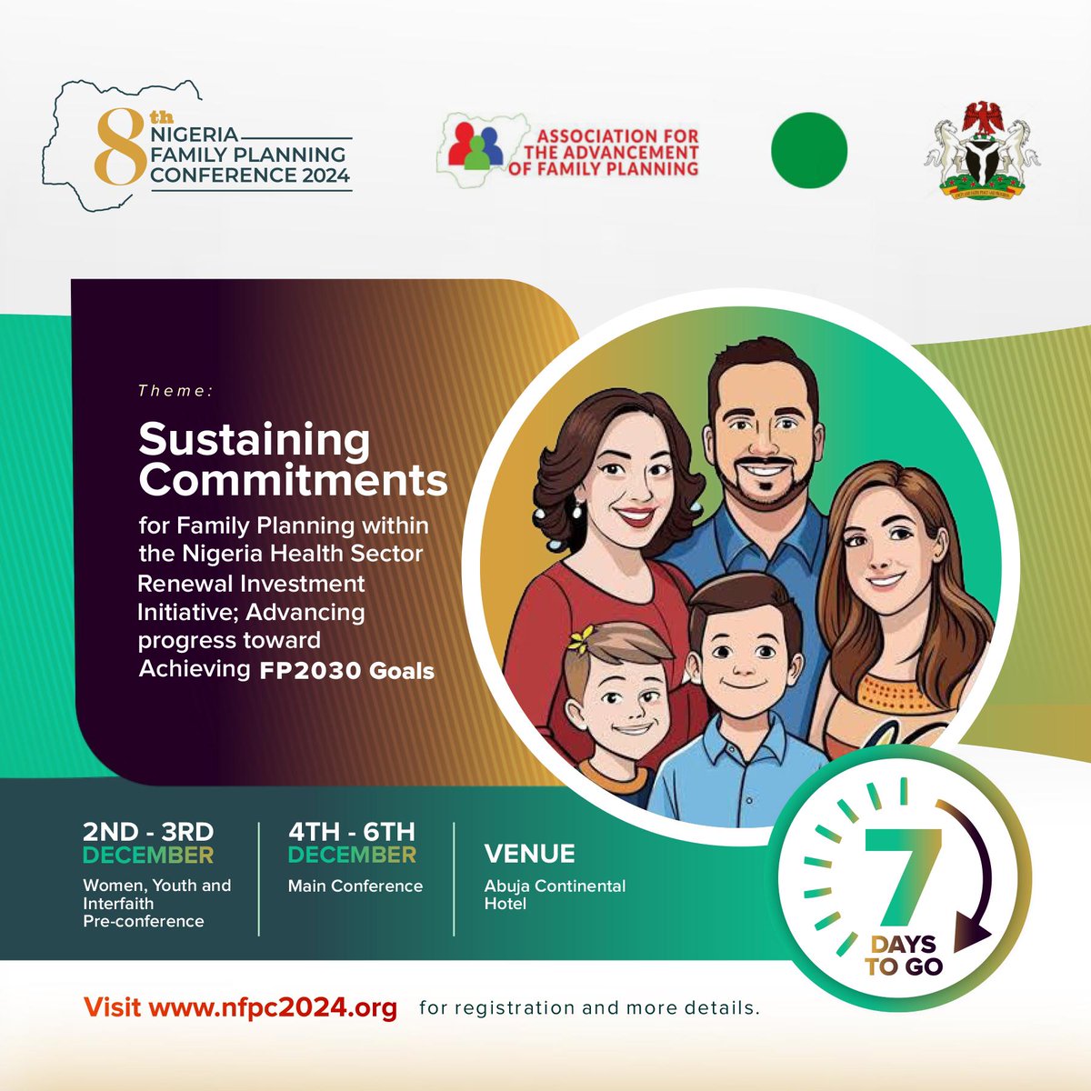 EIPCR's tweet photo. The 8th Nigeria Family Planning Conference is around the corner. It’s 7 days to go.

Register via https://t.co/EslreLqcb6 to join 

We are looking forward to welcoming you.

#NigeriaFamilyPlanningConference #NFPC24 #SRHR #FamilyPlanning #NigFPC24  #8THFPC #NFPYouthPreconference24 https://t.co/prBpCCkjFW