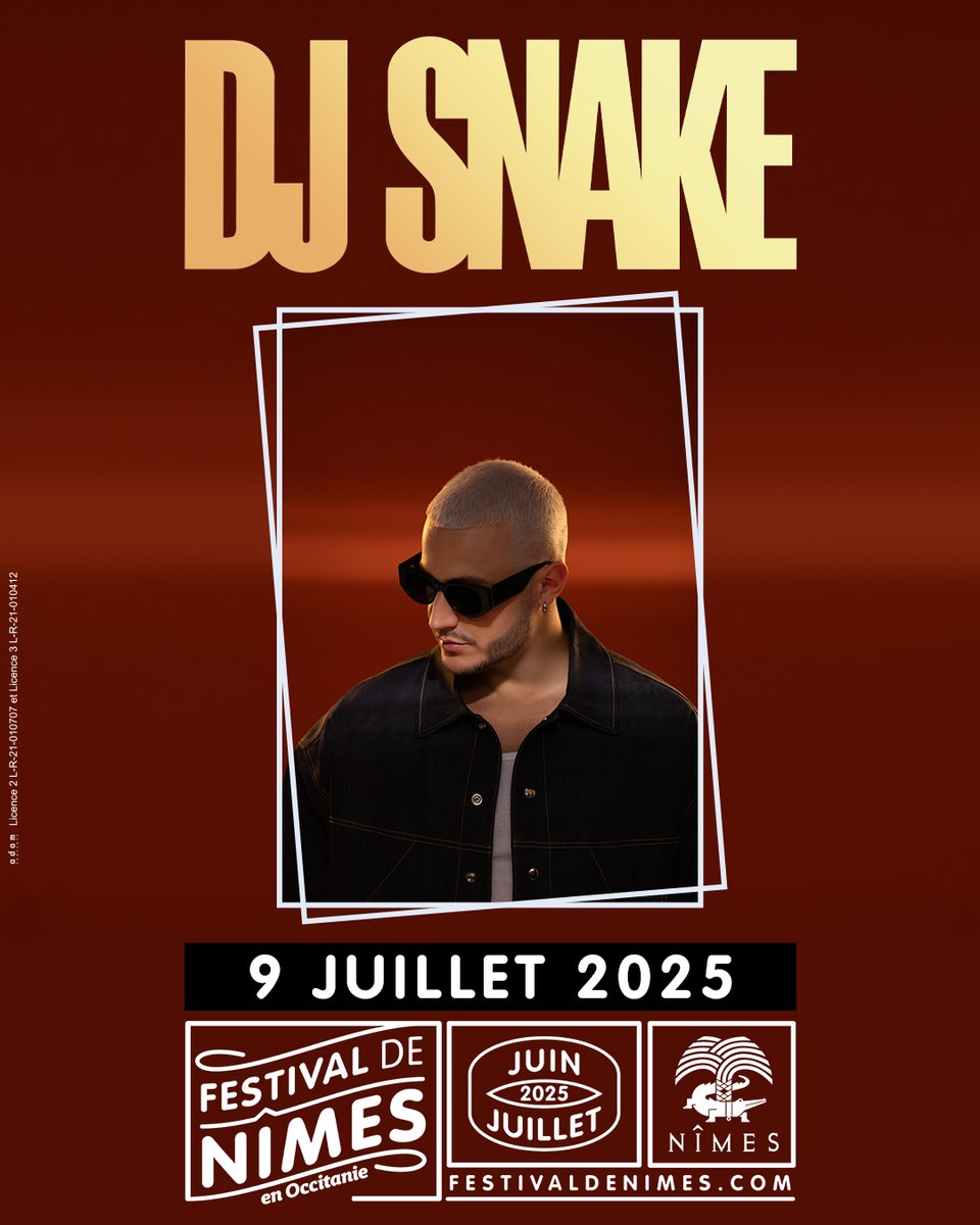 💥 <a href="/djsnake/">DJ SNAKE</a> sera au #FestivaldeNîmes le 9 Juillet 2025 !

🎟 Prévente exclusive demain à 10h00 sur festivaldenimes.com

#DJSnake #FestivaldeNîmes2025
