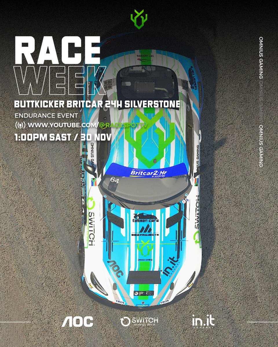 Omnius Gaming (@omnius_gaming) on Twitter photo It's time for the big one!
Our THT iRacing drivers take to the track this Saturday for their first 24 hour under the green flag! 💚🏁
They are ramped up, Switched on with <a href="/_Switch_energy/">Switch Energy Drink</a> , and ready to take the grid by storm!
Let's show them our support!
Date: 30 November 2024 It's time for the big one!
Our THT iRacing drivers take to the track this Saturday for their first 24 hour under the green flag! 💚🏁
They are ramped up, Switched on with <a href="/_Switch_energy/">Switch Energy Drink</a> , and ready to take the grid by storm!
Let's show them our support!
Date: 30 November 2024