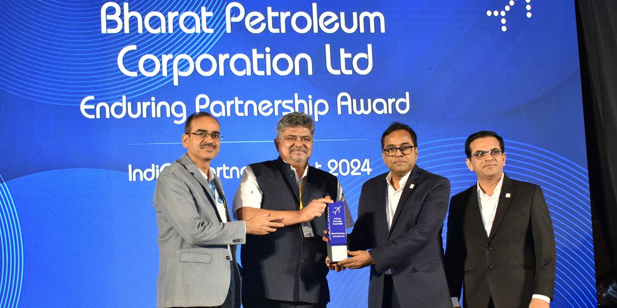BPCL takes pride in being a trusted partner in IndiGo's journey since 2006-07, ensuring seamless, on-time support across India.

On November 8, 2024, IndiGo honored its key partners, with Shri Gaurav Negi CFO- Indigo, applauding BPCL's commitment and dedication. A special trophy