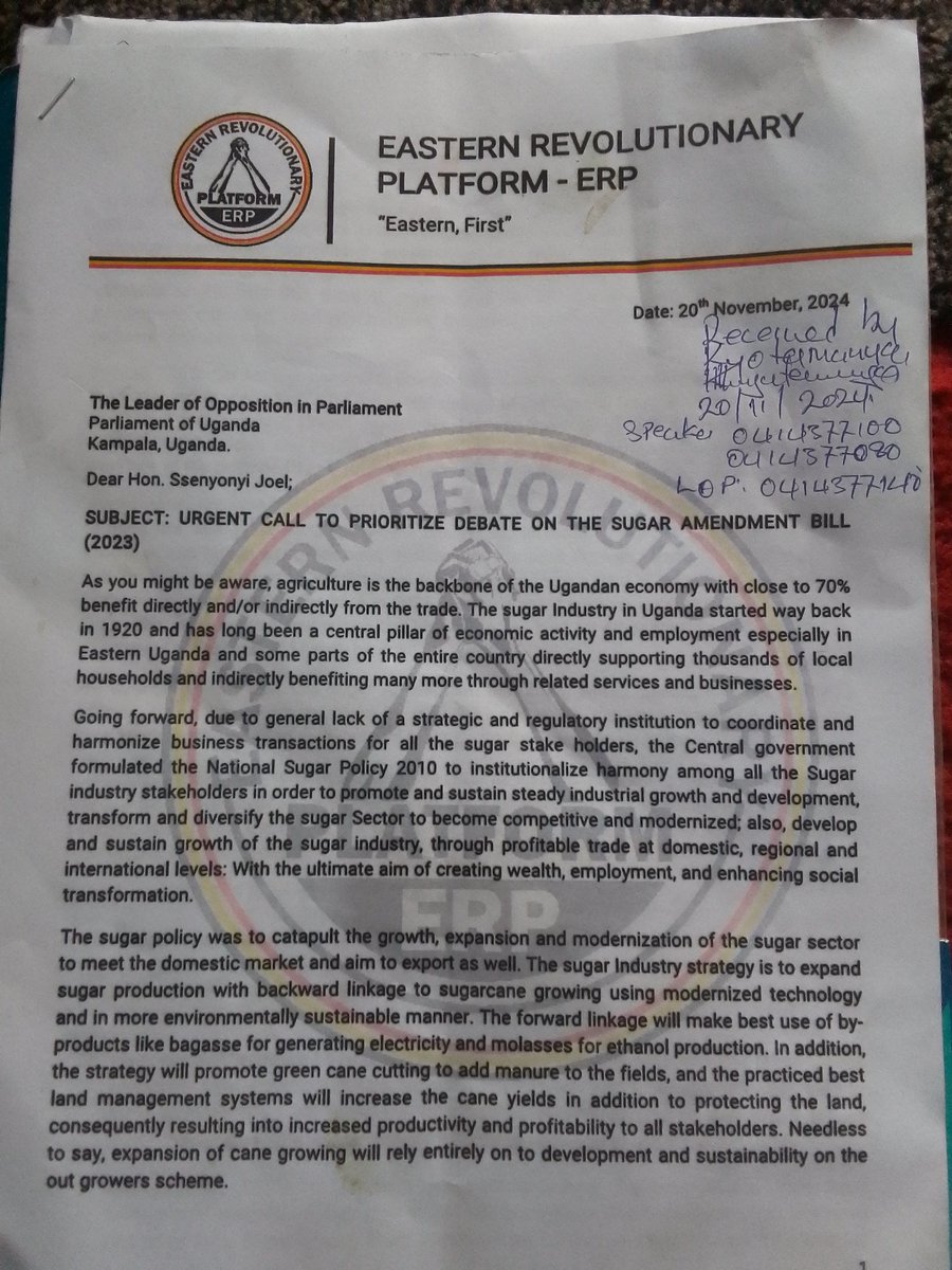 ERP_Uganda's tweet photo. ERP urges swift action on Sugar Amendment Bill (2023)! We call on #Parliament @pwatchug to prioritize farmers' rights with fair pricing & tackle monopolies in the sugar industry. @JoelSsenyonyi @AnitahAmong @nbstv @RedPepperUG @RebeccaKadagaUG #SugarBill2023
#EasternFirst" https://t.co/Q5TT2TytjW