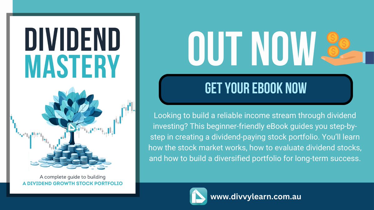 DivvyAppCo's tweet image. 🎉 Exciting News! 📚⭐️

Dive into the world of Dividend Mastery - A Complete Guide to Building a Dividend Growth Stock Portfolio!

Whether you're looking to start investing or simply expand your knowledge, this ebook is your go-to guide.

👉 Download Now: divvylearn.com.au/products/divid……